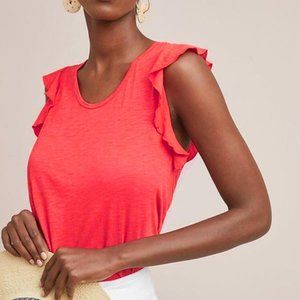 NWOT Anthro Red T.la Basseterre Ruffle Sleeve Tank